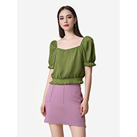 Girls Sexy See Through Prinecss Shoulder Short Sleeve Woven Tops