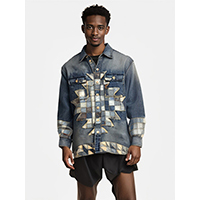 Mens Preimum Patch Work Pattern With Super Vintage Wash Denim Jacket