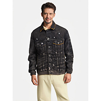 Mens Eco Friendly 100% Cotton Pp Wax Painted Denim Shirt