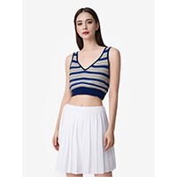 Ladies Lurxury Fancy Stitch Stripe Kintted Vest