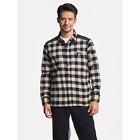 Mens Cotton Fleece With Pu Lining Checker Shirt Jacket