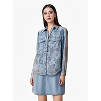 Unisex Acid Print Pattern Wash Eco Friendly Denim Blouse